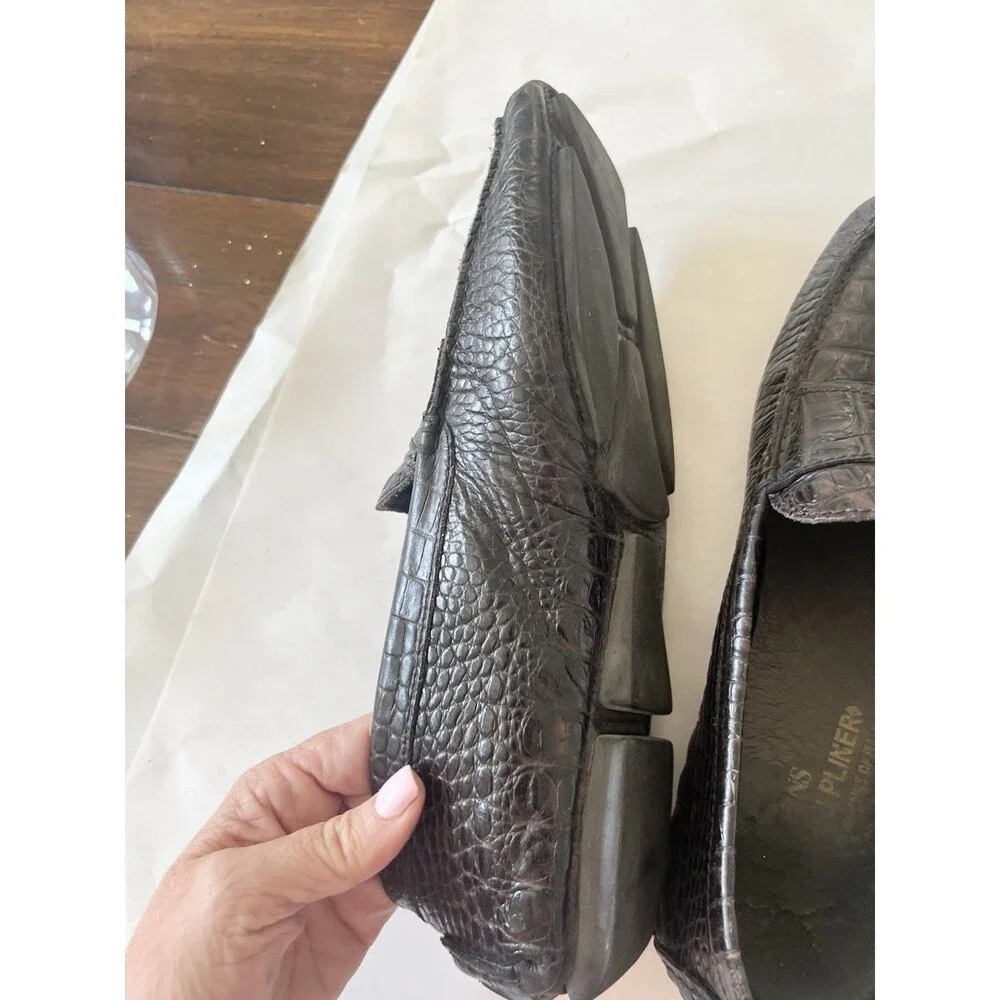 Donald J Pliner Shoes Mens Size 11 Brown Croc Embossed Leather Slip On Loafers